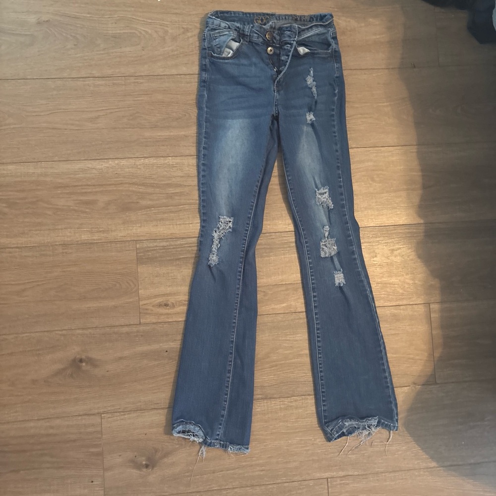 GOGO Blue Distressed Flare Jeans